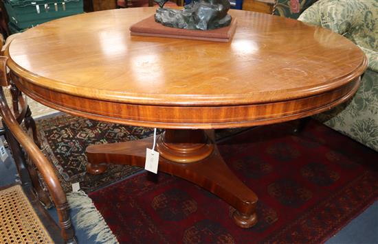 A Victorian mahogany circular breakfast table Diameter 140cm